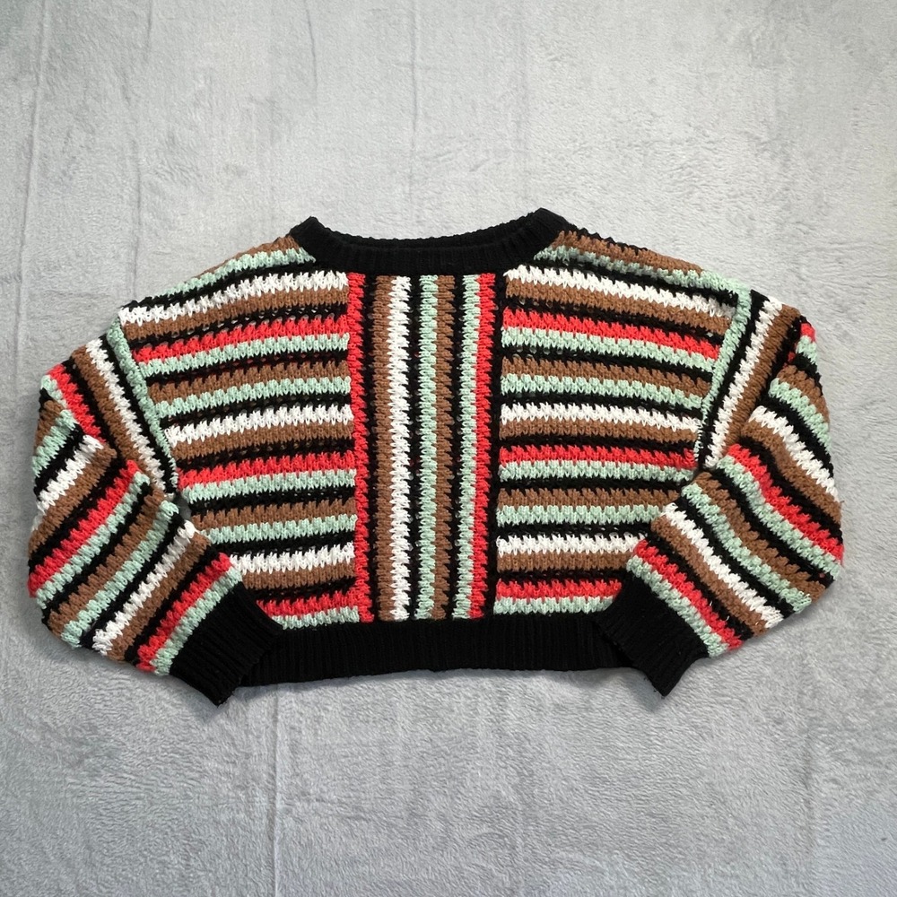 Buckle Gilded Intent Sweater Womens Medium Striped Cropped Chunky Knit Boho